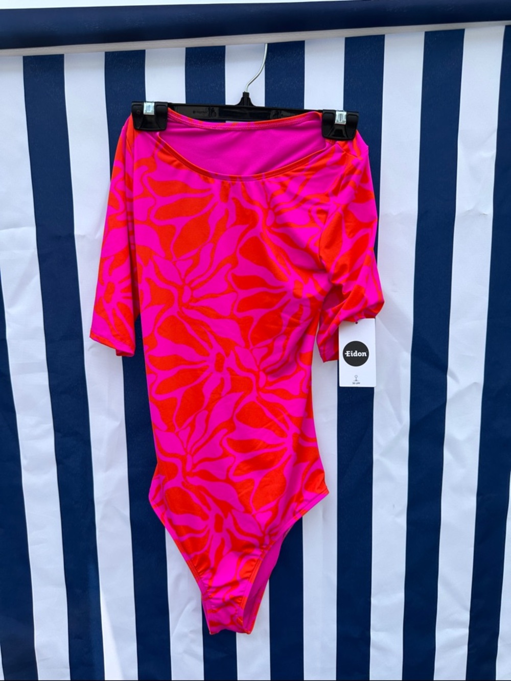 Eidon Neon Pink & Orange Abstract One-Piece Swimsuit